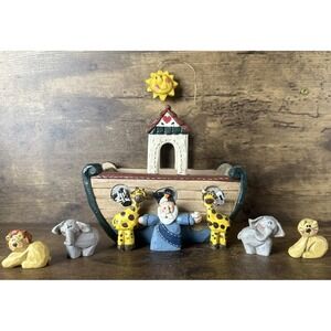 Rare Hand Painted Vintage Noas Ark Art Display Set 8 Pieces Fast & Safe Shipping